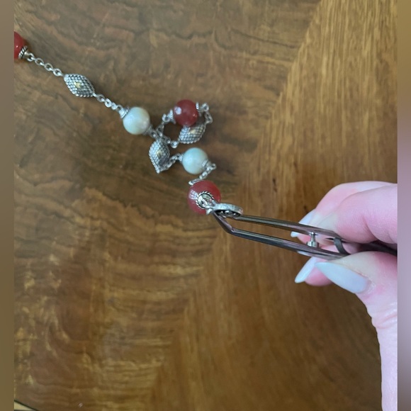 ANDREA CANDELA Pearl and Red Jade Sterling Silver/18K Necklace - Picture 6 of 7